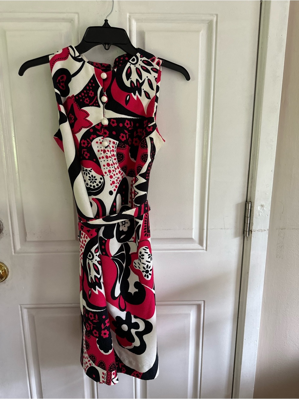 Handmade Vintage 60’s Era MOD Patterned Sleeveless Dress Sz Small - Picture 2 of 2
